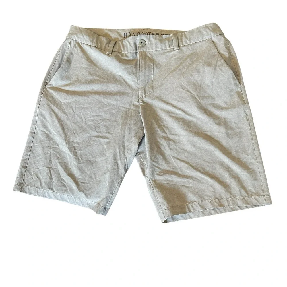Hang Ten Men's Size 36 Board Shorts‎ Tan Plaid Drawstring Pocket Lightweight